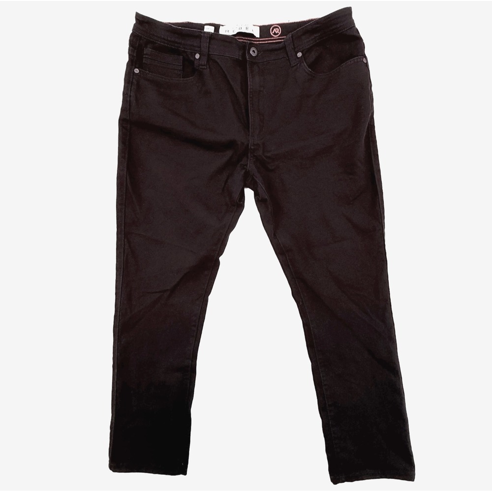 Artful Rebel Mens Jeans 36x30 Black Tapered Stretch Minimalist Modern Streetwear